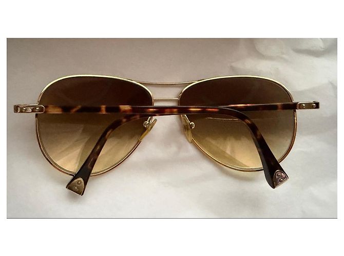 Louis Vuitton Occhiali da sole Aviator Oro e Marrone - vista 7