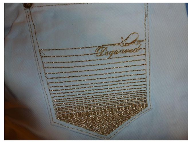 Dsquared2 Jeans bianchi con ricamo dorato - vista 9
