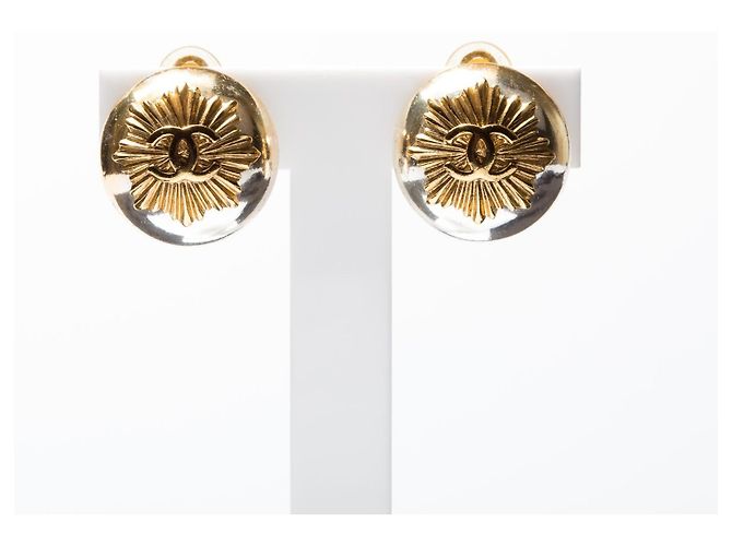 Orecchini a clip Chanel 96A Logo CC Oro e Argento - vista 11