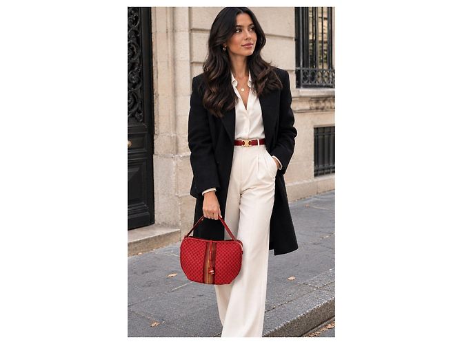 Celine Daoust Celine Macadam Handtasche aus Canvas Rot - Ansicht 7