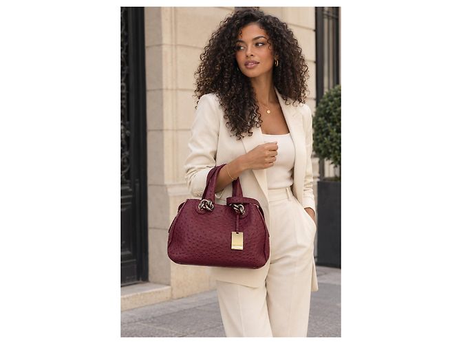 Borsa grande Furla in pelle di struzzo rosa - vista 6
