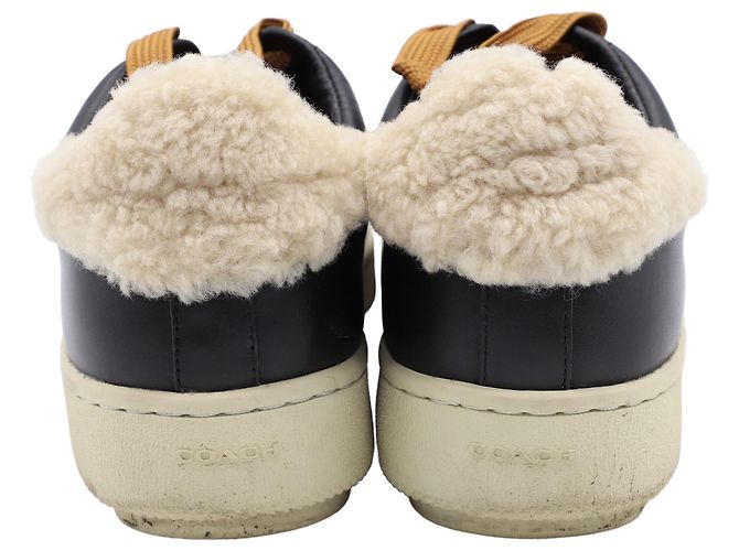 Coach C101 Shearling Sneakers in Black Leather - view 3