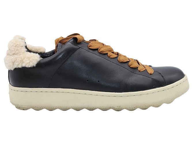 Coach C101 Shearling Sneakers in Black Leather - view 7