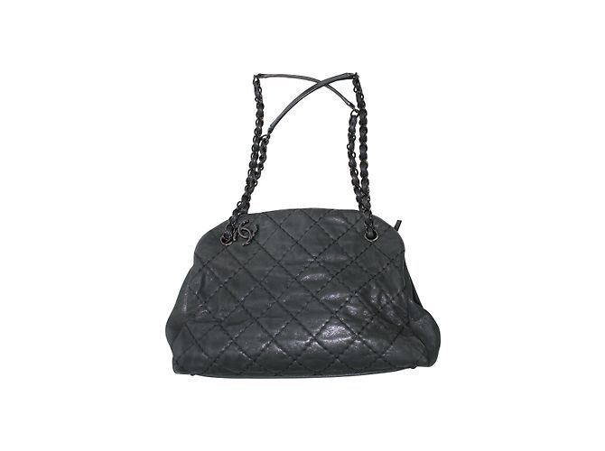 Chanel Handtaschen Schwarz Anthrazitgrau Leder