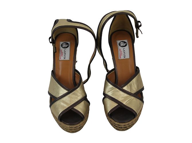 Sandali con zeppa Lanvin in pelle Oro e Bronzo D'oro