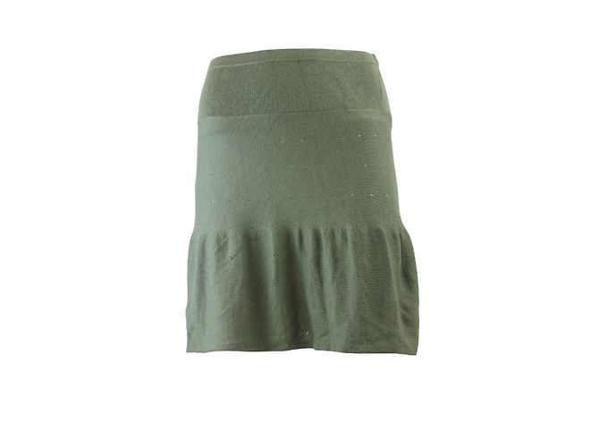 Falda Agnès b. de seda y lino verde oliva