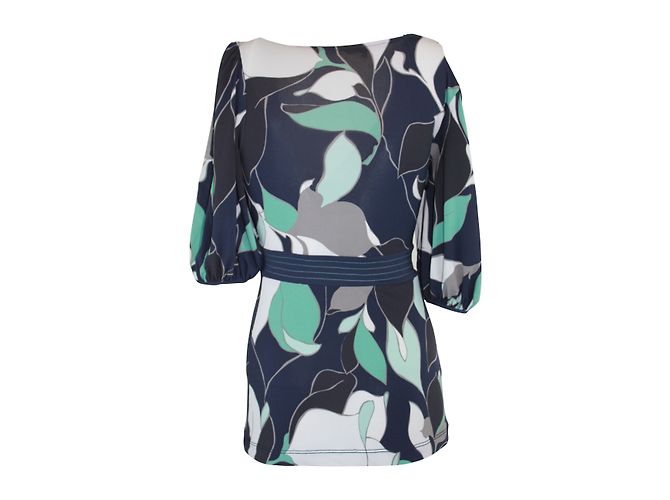Top floreale Bcbg Max Azria blu verde grigio