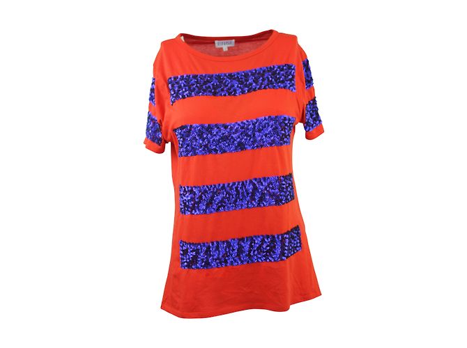 Camicia Claudie Pierlot rossa in cotone con paillettes blu