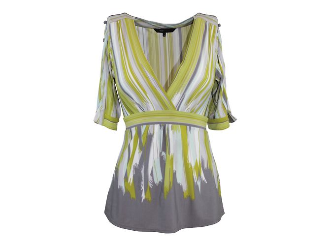 Top Bcbg Max Azria Multicor Poliéster Branco Azul Verde Cinza