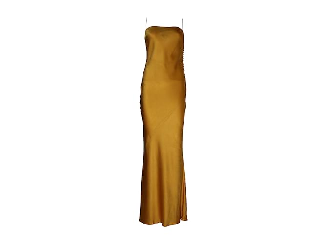 Christian Dior Dresses Mustard Silk  ref.5099