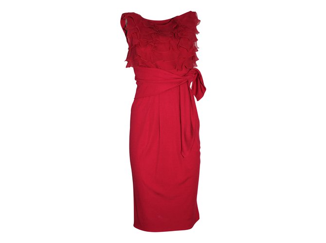 Giambattista Valli Très jolie robe Soie Rouge  ref.5105