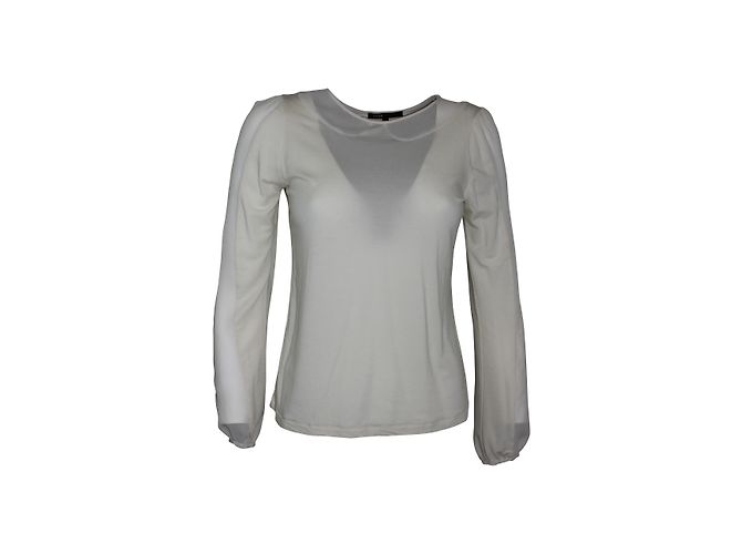 Top Maje de seda e lã creme