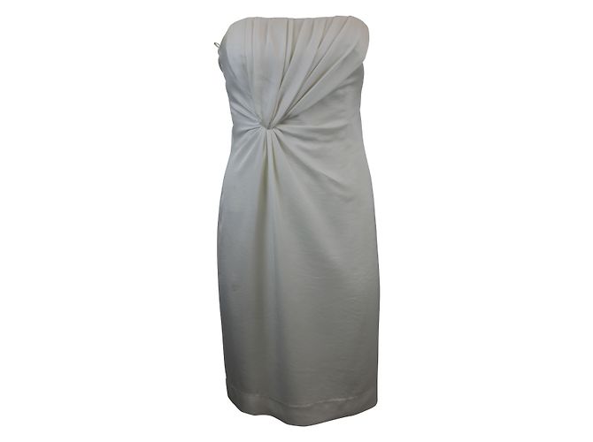 Vestido Forum sem alças branco drapeado