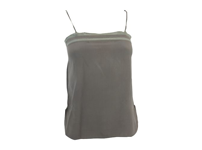 Top in seta verde con bretelle Les Petites