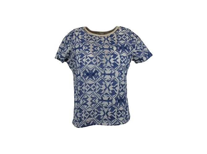 Top Maje bianco in cotone con motivi geometrici