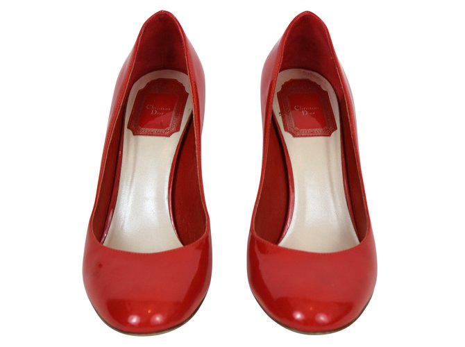 Christian Dior Heels Heels Leather Red 