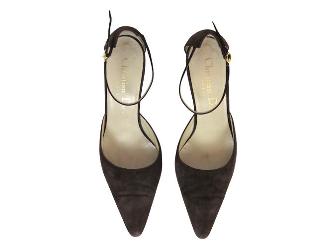 Décolleté Christian Dior in scamosciato marrone