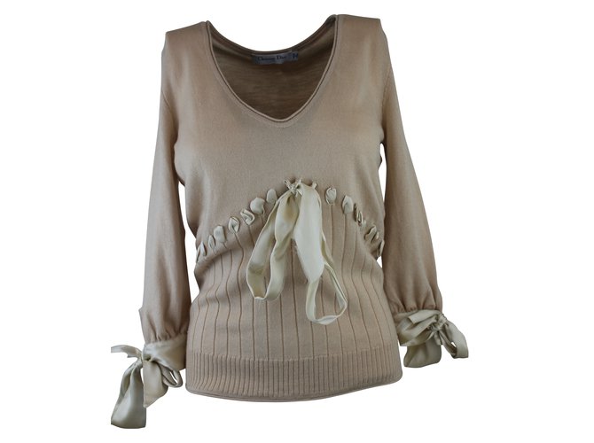 Christian Dior Tops Beige Wolle  ref.5201