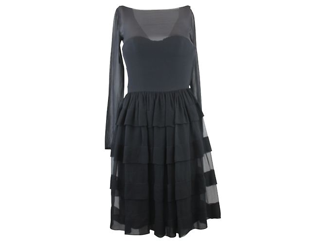 Abito Christian Dior in seta nera Nero