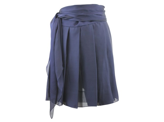Azzaro Très belle jupe en soie Bleu  ref.5209