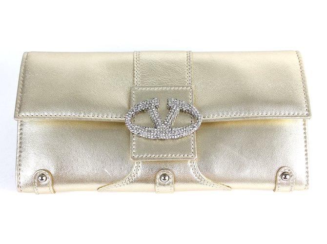 Valentino Clutch bags Golden Leather  ref.5211