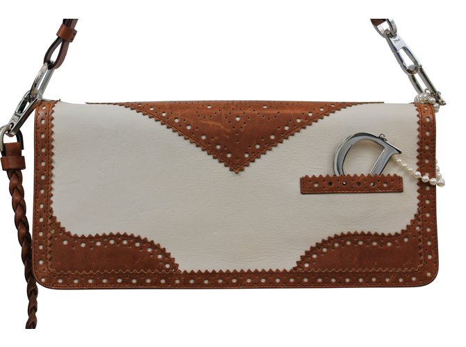 Christian Dior Handbags Cream Caramel Leather  ref.5214