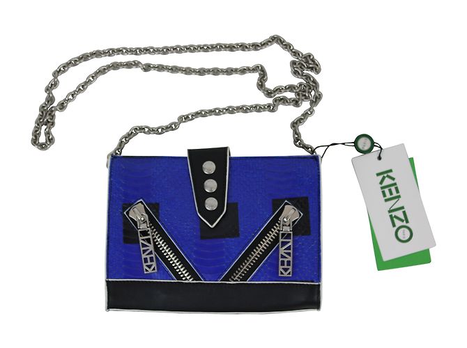 Borsa Kenzo Kalifornia in pelle blu e nera