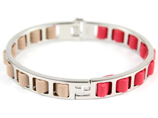 Fendi Armbänder Pink Fleisch Leder Metall  ref.5218