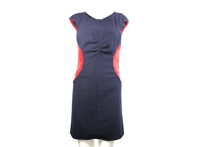 Chanel Dresses Blue Silk Cotton Polyester Wool Elastane  ref.5282