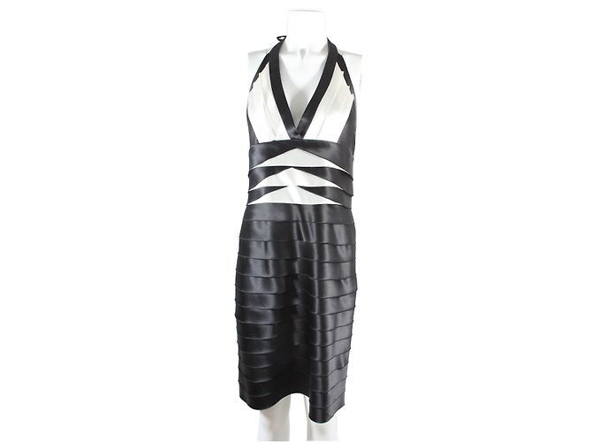 Bcbg Max Azria Kleid Schwarz Weiß aus Polyester