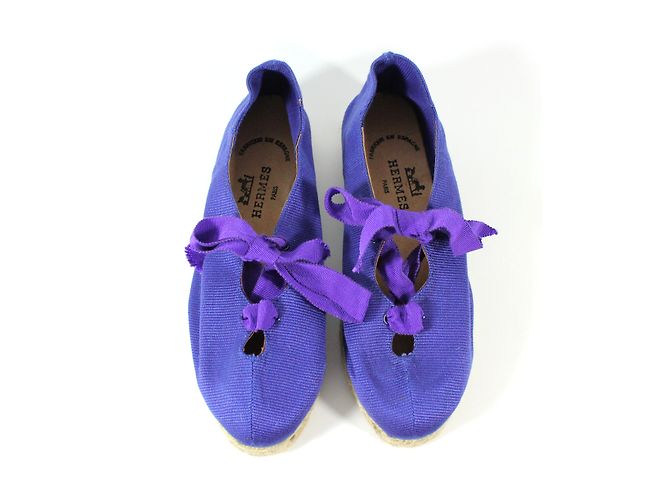 Hermès espadrillas Blu Cotone