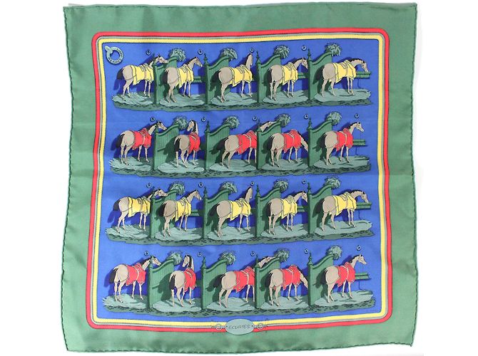 Hermès Schals Blau Grün Seide