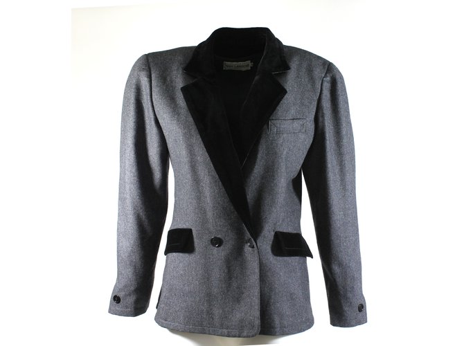 Guy Laroche Jackets Black Grey Wool Polyamide  ref.82416