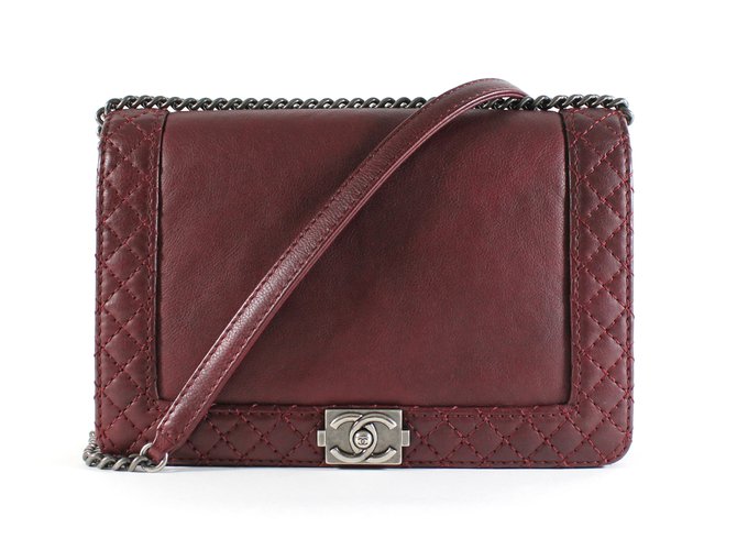 Boy Chanel Handbags Dark red Leather  ref.5309