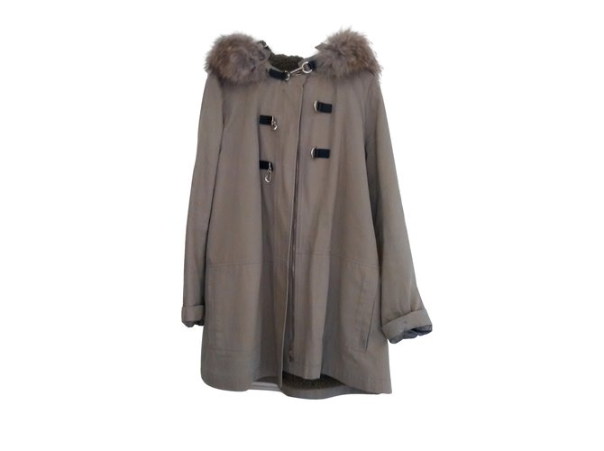 Maje Coats, Outerwear Beige Cotton  ref.5385