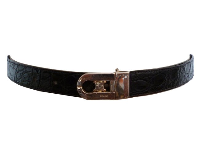 Céline Belts Black Exotic leather  ref.5393