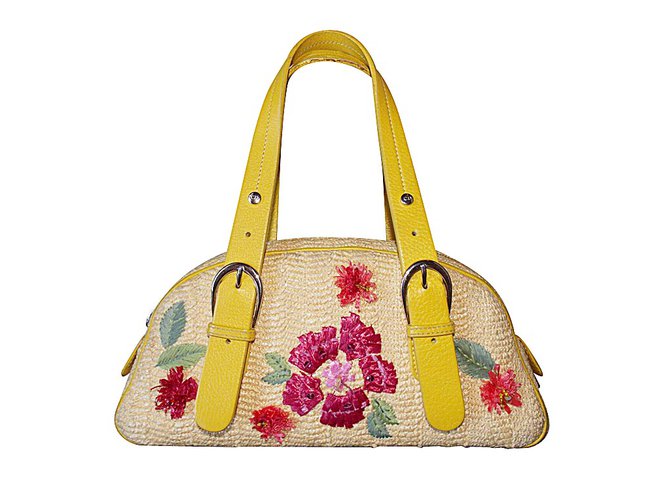 Christian Dior Handbags Yellow Straw  ref.5525