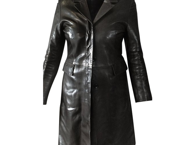 Ventcouvert Trench Cuir Noir  ref.5540