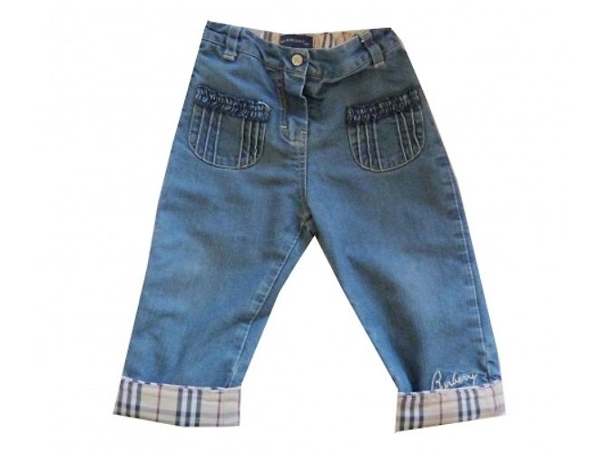 Burberry Pantalones Azul Algodón