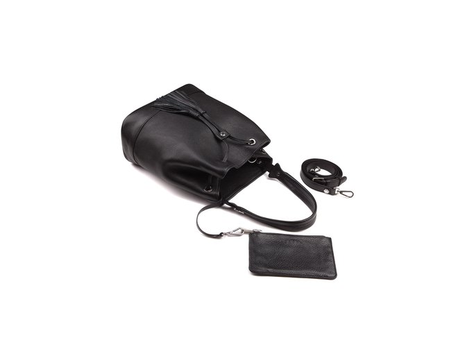 Sandro Sac seau Cuir Noir  ref.5635