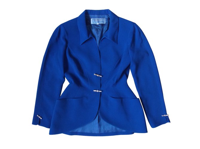 Thierry Mugler Skirt suit Blue Polyester  ref.5746