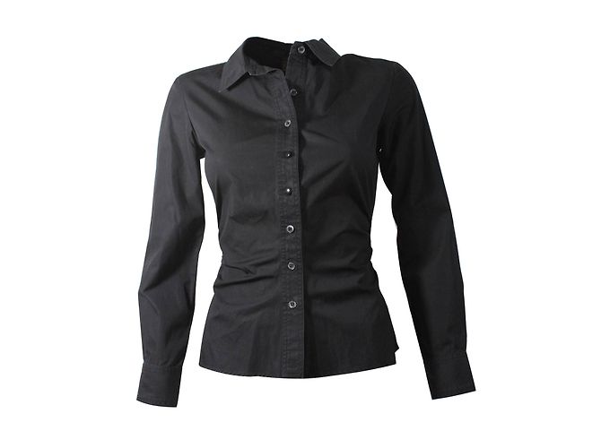 Louis Vuitton Camisa Negra de Algodón Negro