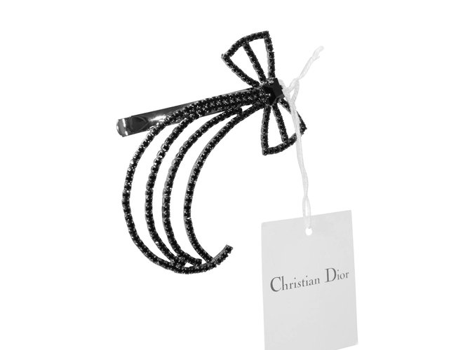 Christian Dior Accesorios para el cabello Negro Plata Metal  ref.5757