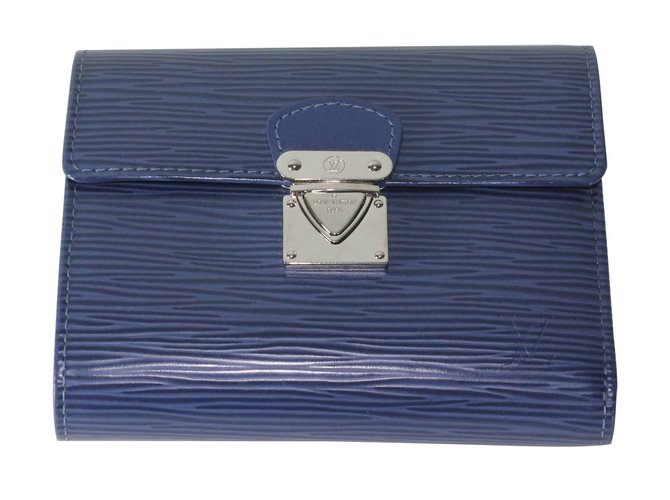 Louis Vuitton portafogli Blu Pelle  ref.5784