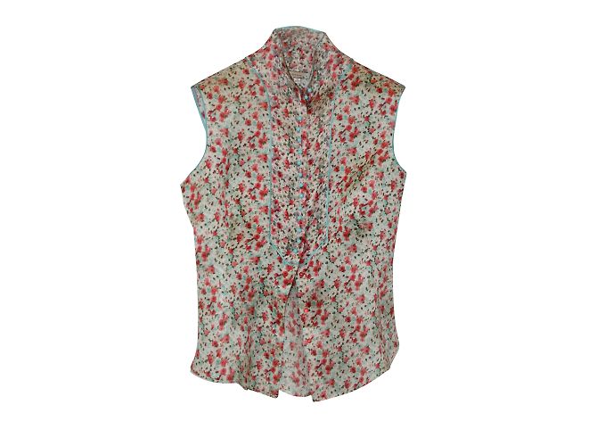 Top de seda Paul Smith com flores e gola mandarim Multicor