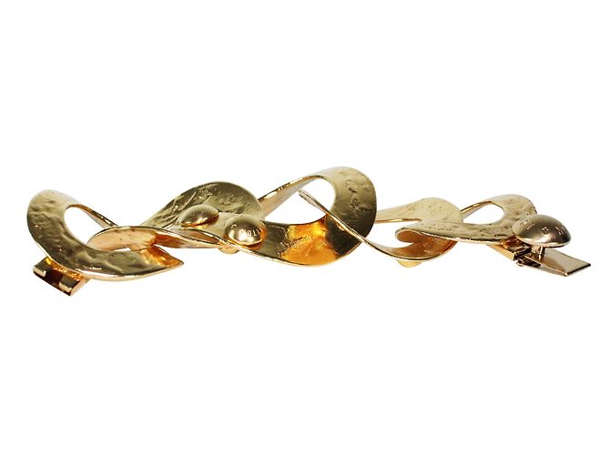Pulseira Louis Vuitton em metal dourado com grandes anéis