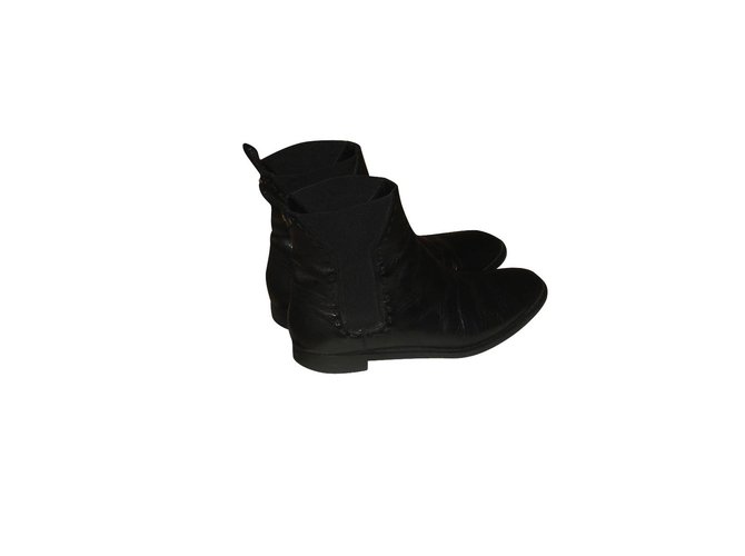 Yves Saint Laurent Boots Cuir Noir  ref.5874