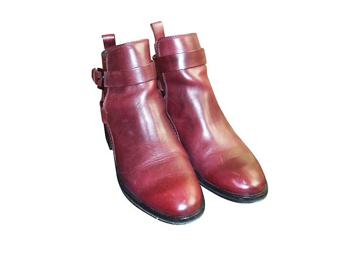 Alexander McQueen Ankle Boots Leather Dark Red