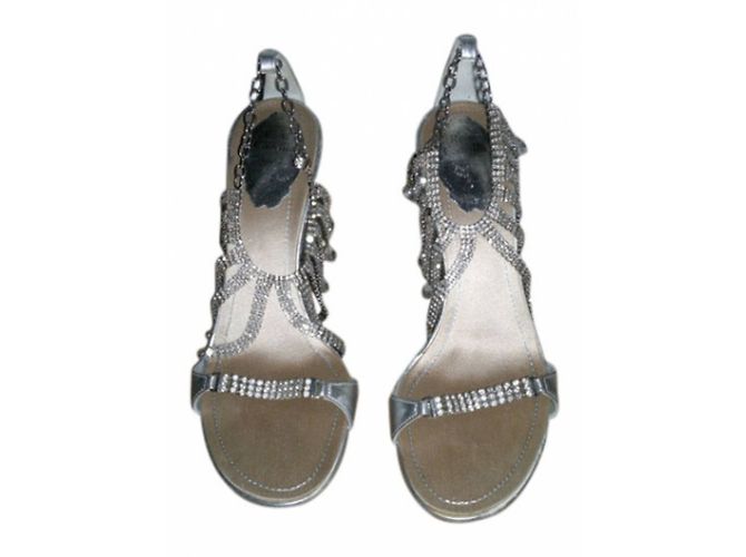 Sandali Rene Caovilla Argento in Pelle con Strass