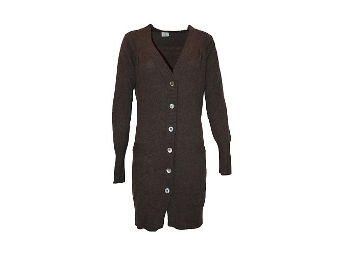 Hartford Strickjacke Braun aus Wolle und Kaschmir mit Gürtel